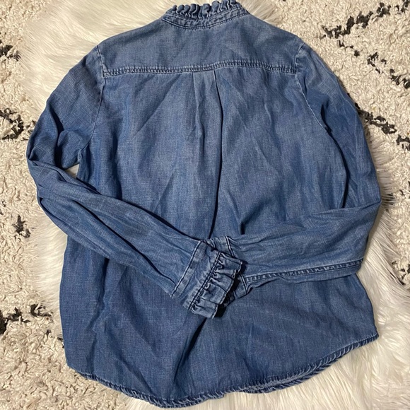 Frame Chambray Ruffle Shirt - Picture 9 of 14